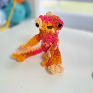 Handmade Crochet Colorful Frog Plushie Keychain Leggy Frog Amigurumi